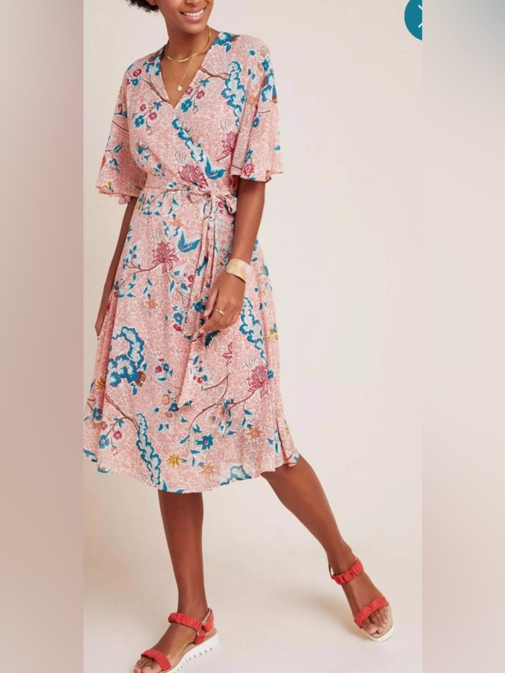 Anthropologie Maeve Adelaide Wrap Midi Dress Sz XS - Picture 1 of 10